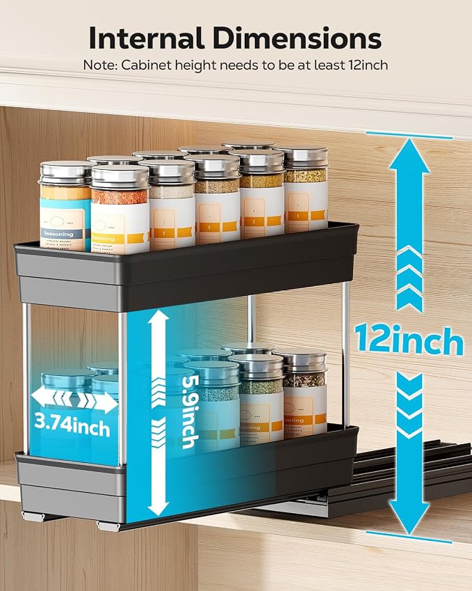 Nieifi Spice Organization for Cabinet-Vertical Spice Rack Pull Out-Spice Rack - Image 3