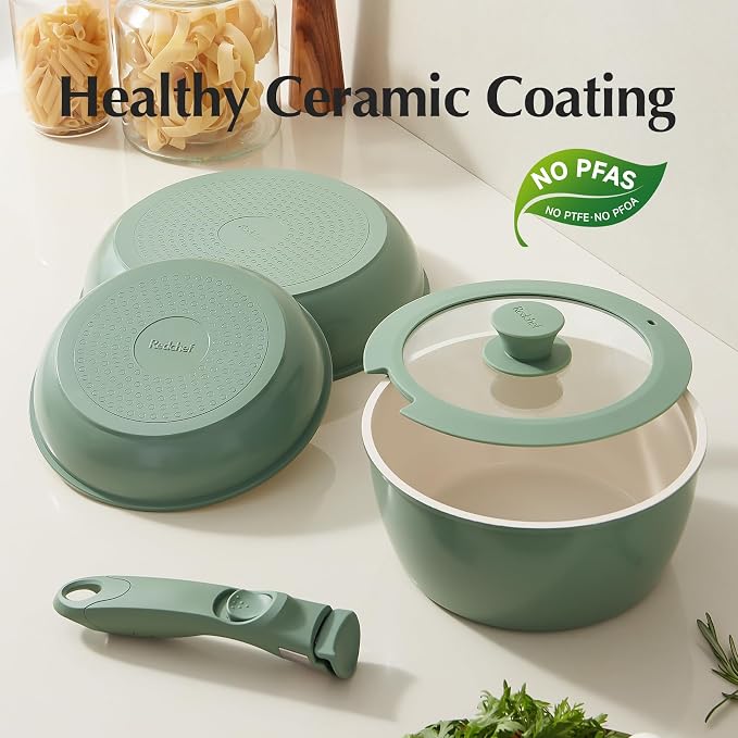 Redchef Ceramic Nonstick Pans and Pots Set, Ceramic Cookware Set - Image 3