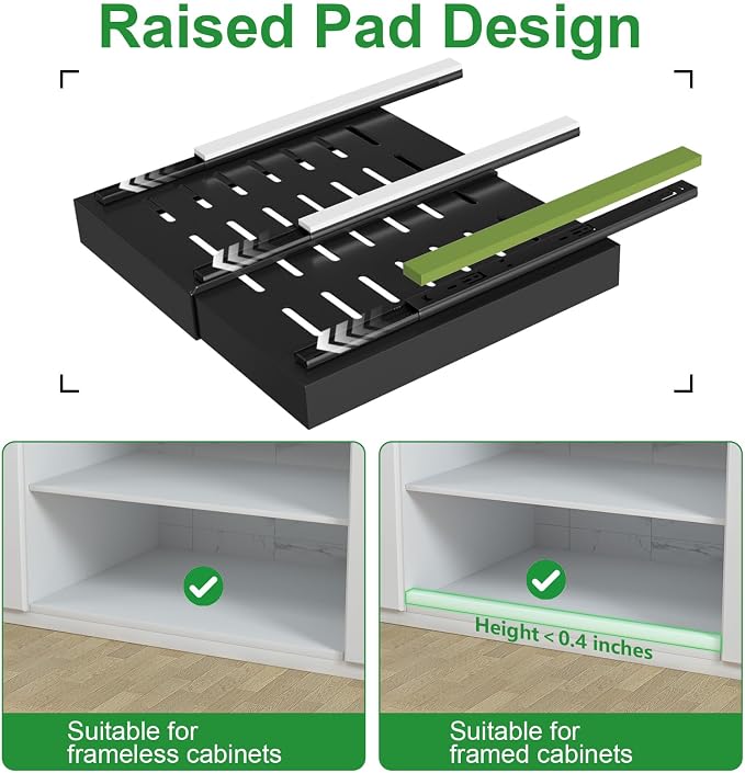 PAKETA 1 Pack Expandable Pull Out Cabinet Organizer, Upgrade 3 Slide Rails - Image 4