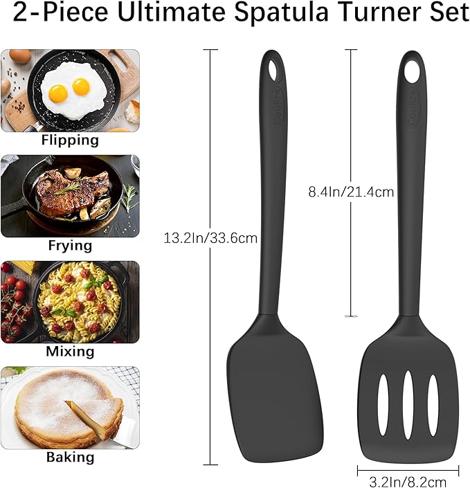 Coukre 2 Pack Silicone Spatula Set, High Heat Resistant, BPA Free Kitchen - Image 6