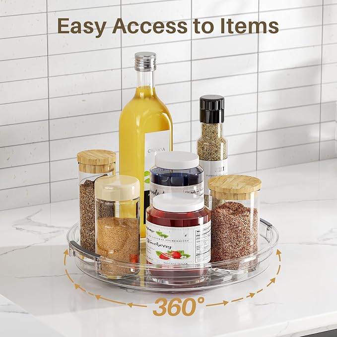 LAMU 2 Pack Clear Lazy Susan Turntable Organizer - Image 4