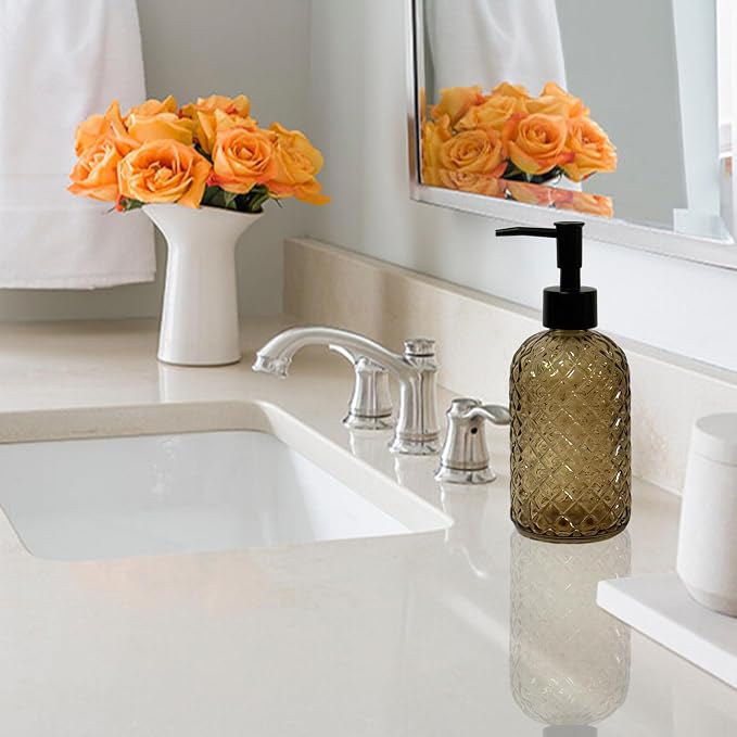 Brown Glass Dish Soap Dispenser - Image 4