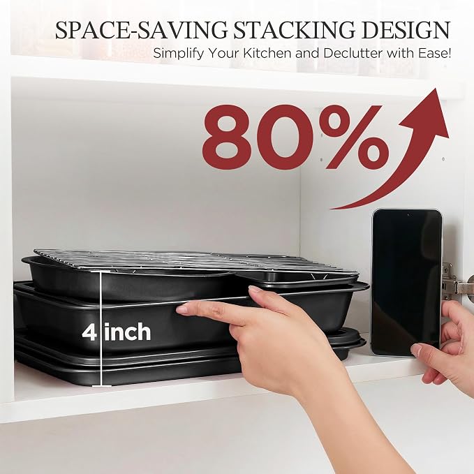 KITESSENSU Compact Baking Pans Sets, Nonstick Bakeware Sets 19-Piece - Image 3