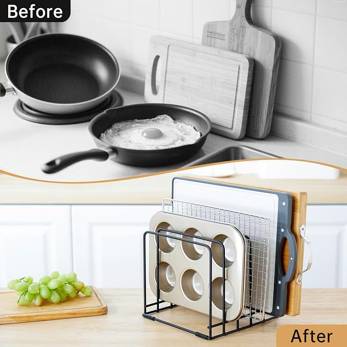 Cutting Board Organizer, Kitchen Cabinet Organizer, Divided Rack - Image 6