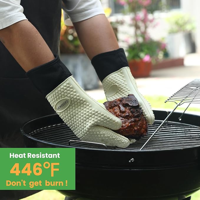 GEEKHOM BBQ Gloves Heat Resistant Oven Mitts - Image 3