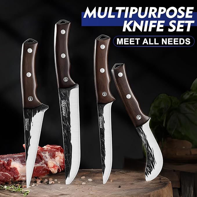 Topfeel 4PCS Hand Forged Butcher Knife Set - Image 3