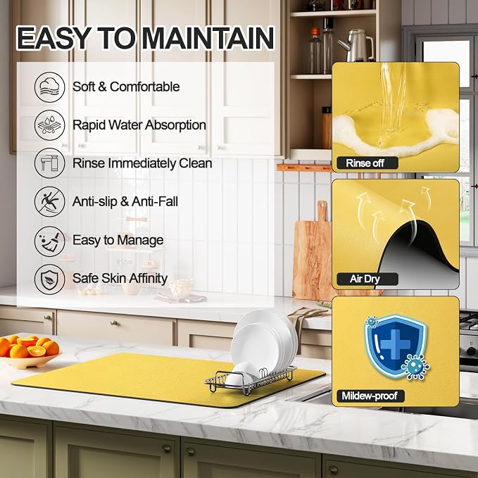 Ecotrim - Dish Drying Mat for Kitchen Counter | Coffee Bar Mat for Countertops - Image 3