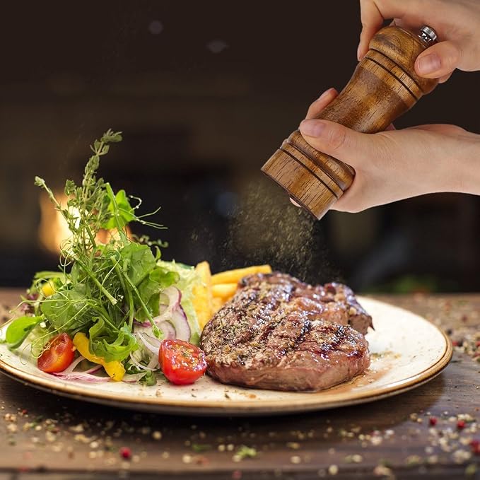 Pepper Mill - 5 inch Pepper Grinder Pepper Grinder Refillable Oak Salt and - Image 2