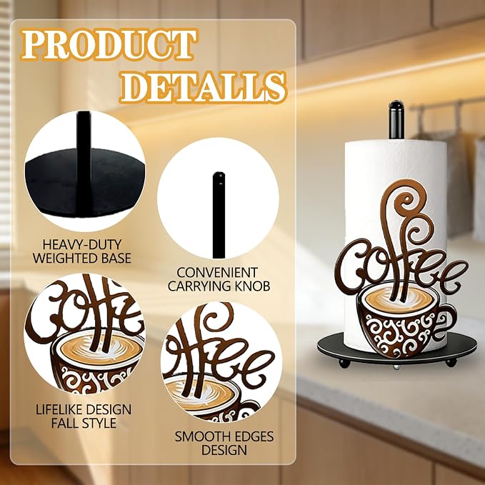 Coffee Themed Paper Towel Holder Countertop - Image 5