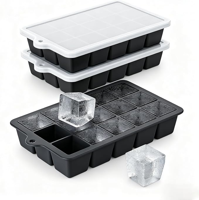 Silicone Ice Cube Tray 3 Pack by Vethwal