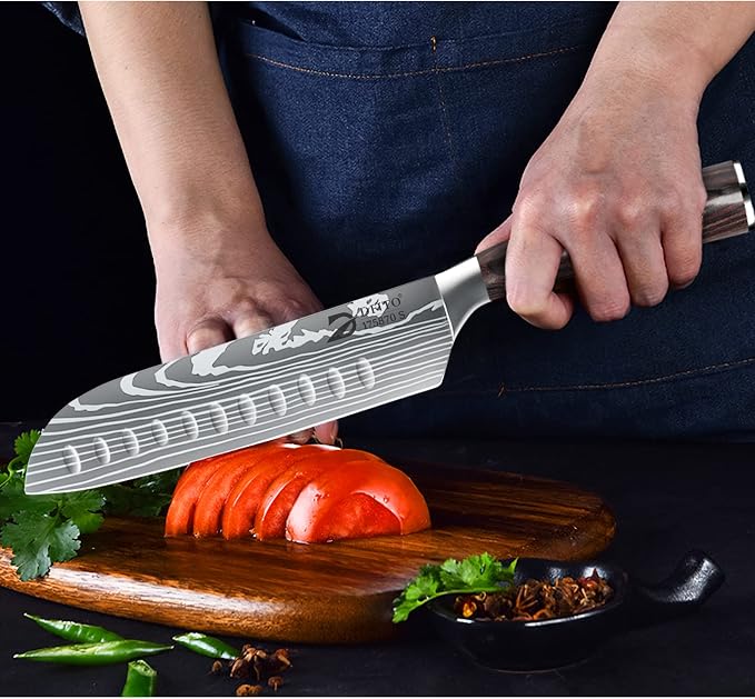 Dfito Chef Knife Sets with Roll Bag, 9 Pieces Professional Knife Set, High - Image 6