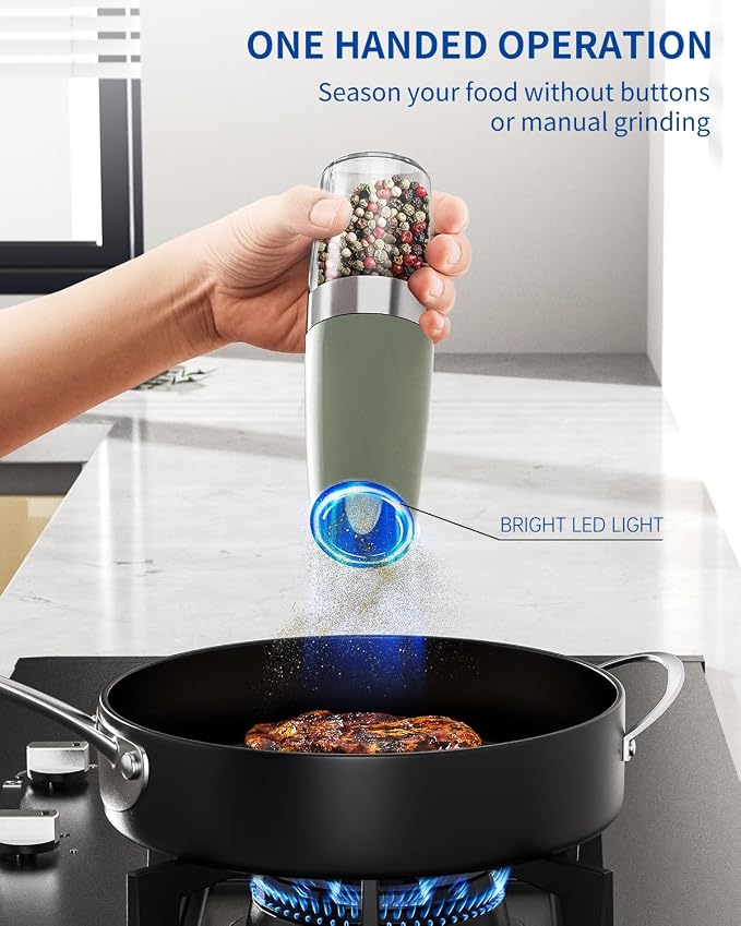 CIRCLE JOY Gravity Electric Salt and Pepper Grinder Set Automatic Salt and - Image 3