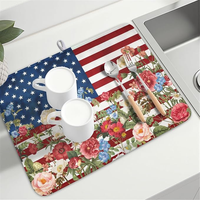 4th of July Dish Drying Mat 24x18 Inch, Patriotic Drying Mat - Image 8