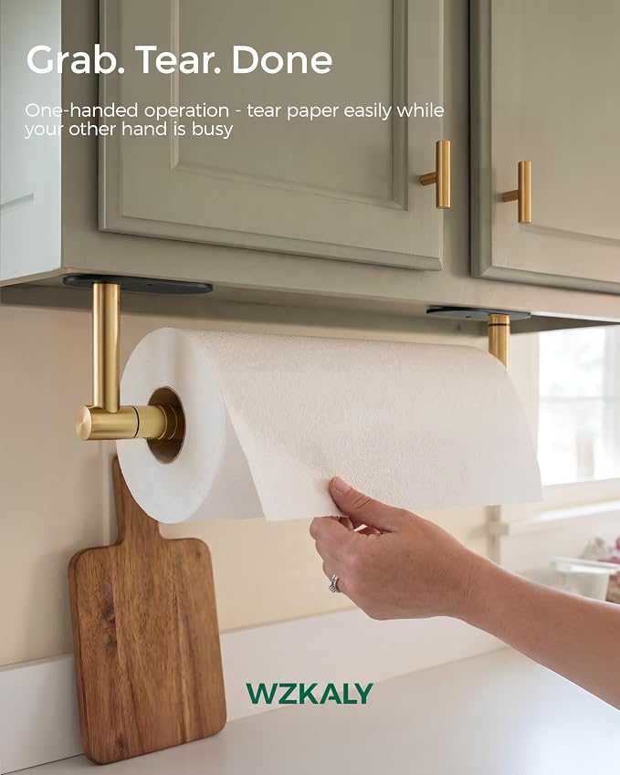 Paper Towel Holder Under Cabinet, Self Adhesive or Wall Mount - Image 2