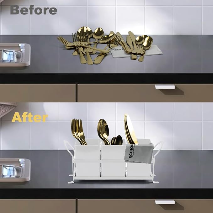 ECOIOU Cutlery Holder with Drain Holes, kitchen counter, Forks and Knives - Image 7
