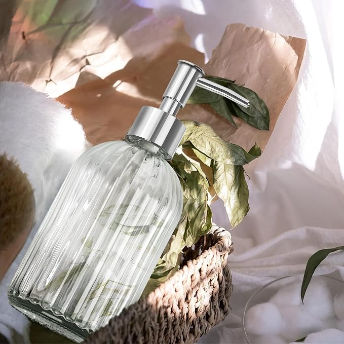 Glass Soap Dispenser with Plastic Pump, Hand Soap Dispenser - Image 2