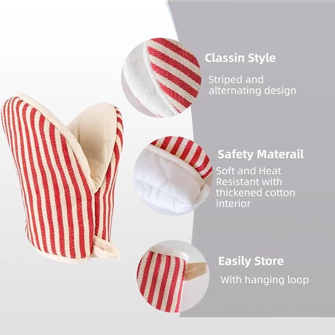 Mini Oven Mitts, Kitchen Oven Gloves Kitchen Mittens 500 Degrees Heat Resistant - Image 6