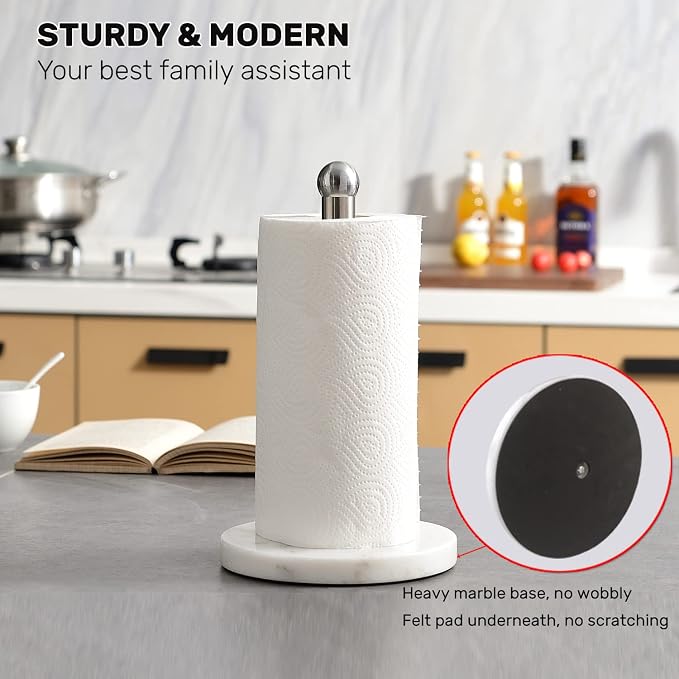 Paper Towel Holder with Sturdy Marble Base, Freestanding Paper Towel Holder - Image 3