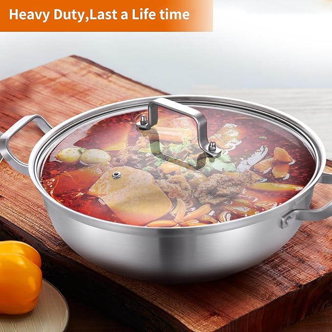 Delarlo Tri-Ply Stainless Steel Hot Pot 14 inch Everyday pan - Image 6