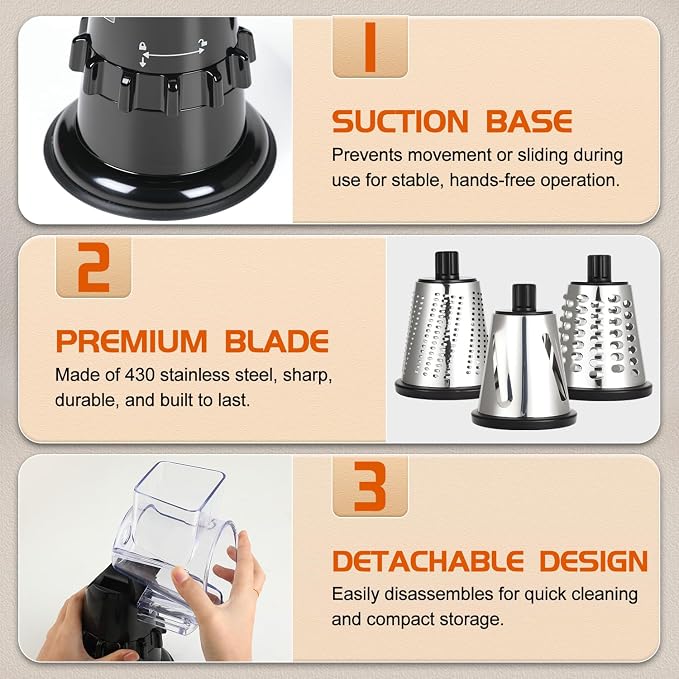 Rotary Cheese Grater Hand Crank, Vegetable Slicer - Image 6