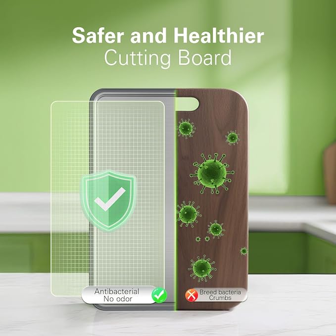 Stainless Steel Cutting Board 16''×11'', Double Sided 304 Steel Cutting Board - Image 3