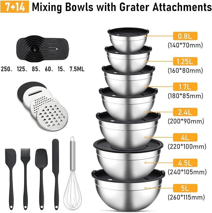 Unokit Mixing Bowls with Lids Set - Image 2