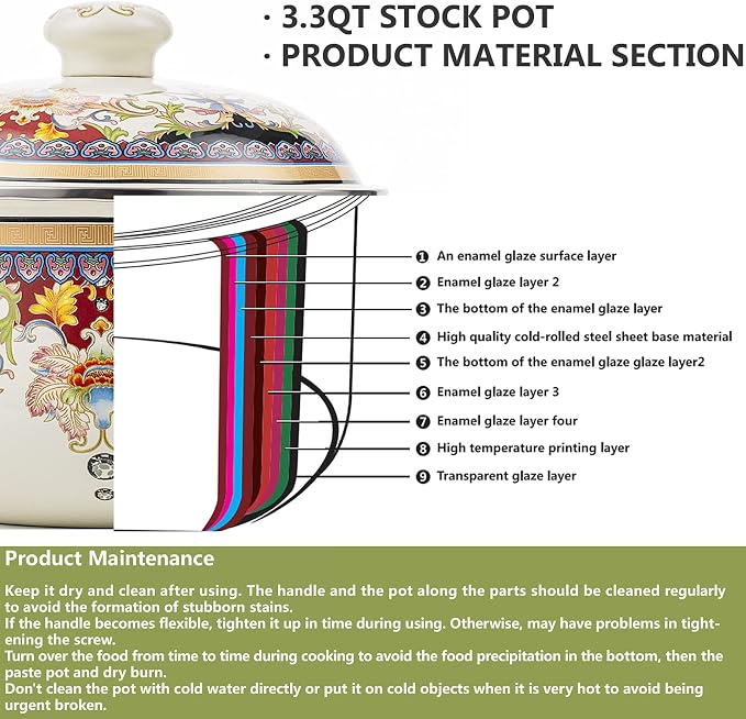 Nonstick Deep Enamel on Steel Stock Pot/Stockpot - Image 3