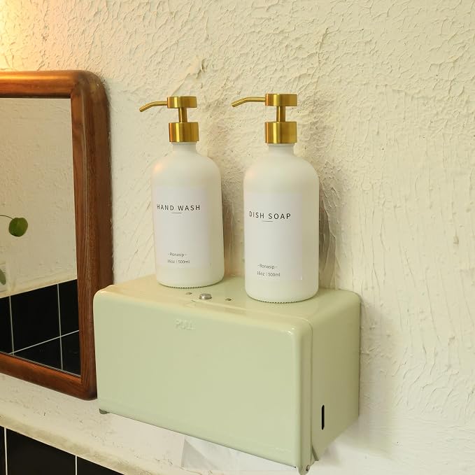 Ronasip Set of 5 Kitchen Soap Dispenser Set 16 Oz Glass Hand Dish Soap Dispenser - Image 2