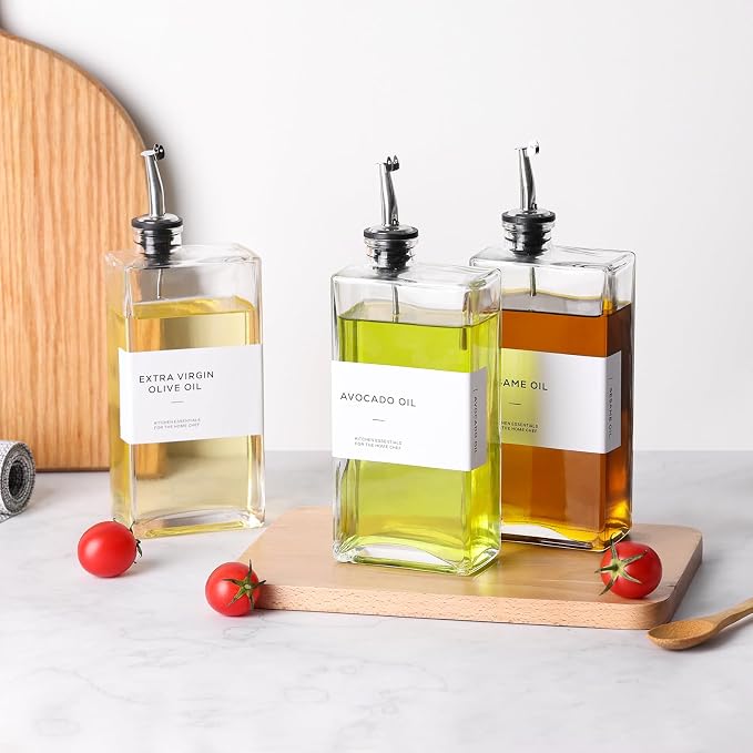 Olive Oil Dispenser Bottle for Kitchen, 3 Pack Glass Oil and Vinegar Dispenser - Image 7