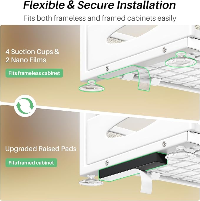Under Sink Organizer, L-Shaped Adjustable Height, Mesh Sliding Drawer - Image 7