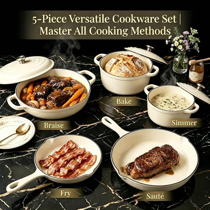 Nonstick Enameled Cast Iron Cookware Set - Image 4