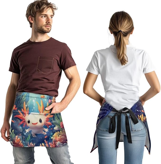 Server Apron with 3 Pockets, Waterproof Oil Waitress Waiter Half Apron - Image 3