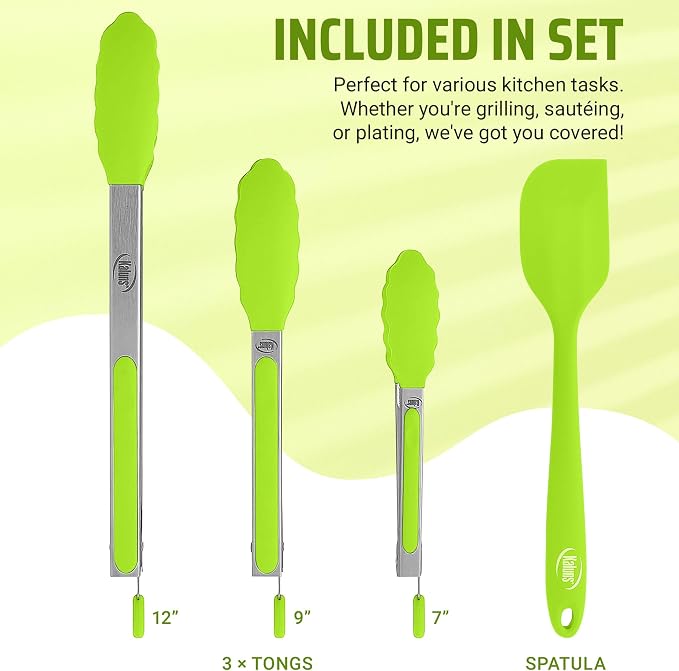 Kaluns Kitchen Tongs for Cooking Grilling Set of 4, BBQ Grill Tongs - Image 2