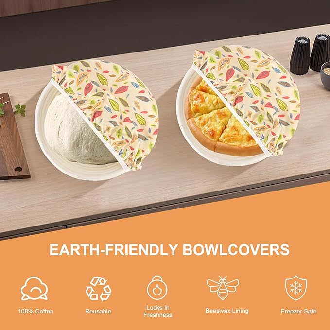 Reusable Bowl Covers for Bread Proofing（2 Large）- Cotton Beeswax Bowl Covers - Image 3