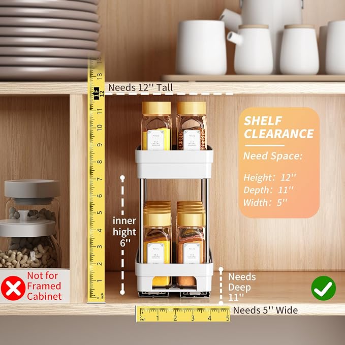 Pull Out Spice Rack Organizer for Cabinet, 2 Pack Slide Out Spice Racks - Image 3