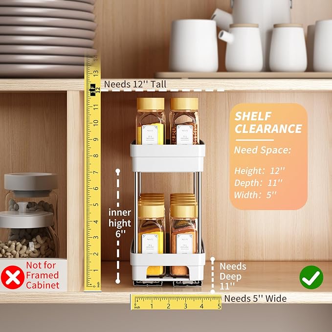 Pull Out Spice Rack Organizer for Cabinet, 3 Packs Slide Out Spice Racks - Image 2