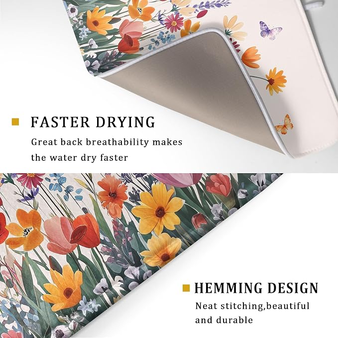 Kawani Spring Summer Flowers Dish Drying Mat - Image 3