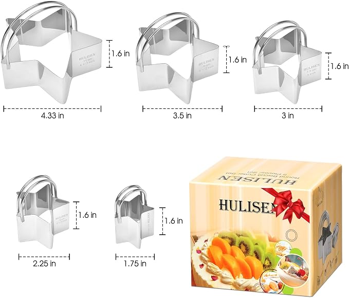 HULISEN Star Cookie Cutter Set, Stainless Steel Biscuit Cutter - Image 4