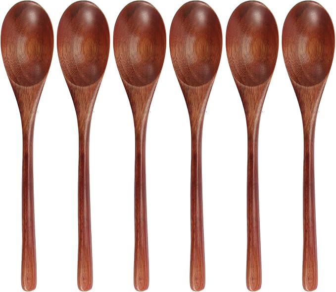 Wooden Spoons, 6 Pieces 9 Inch Wood Soup Spoons by ADLORYEA