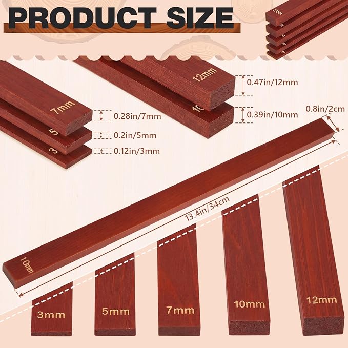 Sasylvia 10 Pcs Pottery Rolling Pin Guides Wood Teaching Rolling Mud Stick - Image 2