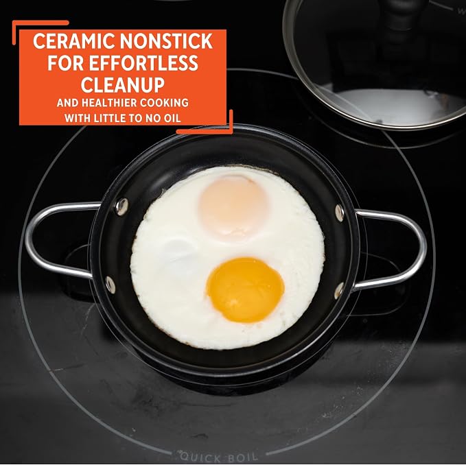 IMUSA Mini Fry Pan 5.8” Nonstick Skillet, Caribbean Red Ceramic Egg Pan - Image 4