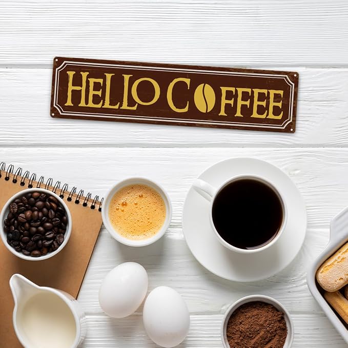 Hello Coffee Signs, Retro Metal Tin Sign, Home Kitchen Wall Decor, Farmhouse - Image 5