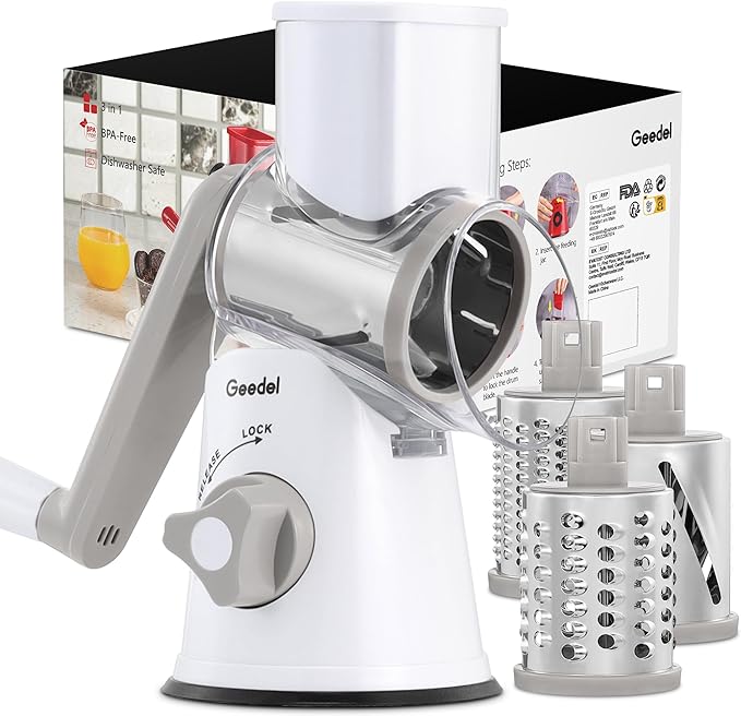 Geedel Rotary Cheese Grater, Kitchen Mandoline Vegetable Slicer by Geedel