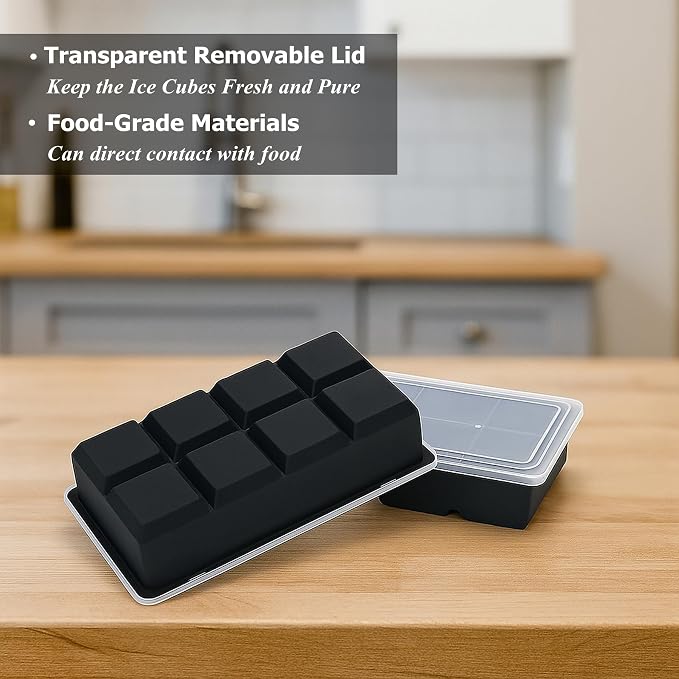 Bangp Large Ice Cube Tray for Whiskey, 2 Pack Stackable Big Ice Cube Molds Make - Image 9