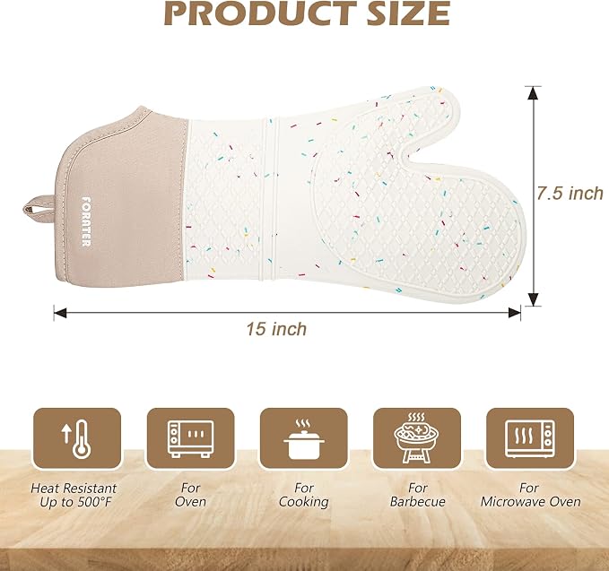 Extra Long Silicone Oven Mitts - Image 3