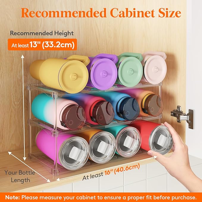 Lifewit Stackable Bottle Storage Organizer, Large Slot Water Bottle Tumbler Cup - Image 3