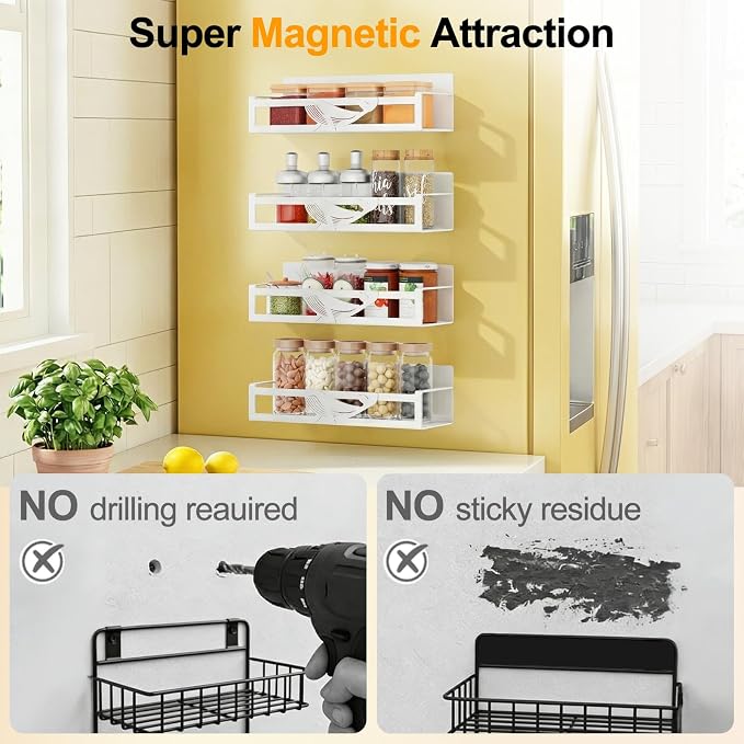 Magnetic Spice Rack for Refrigerator, Space Saving Magnetic Shelf for Fridge - Image 7