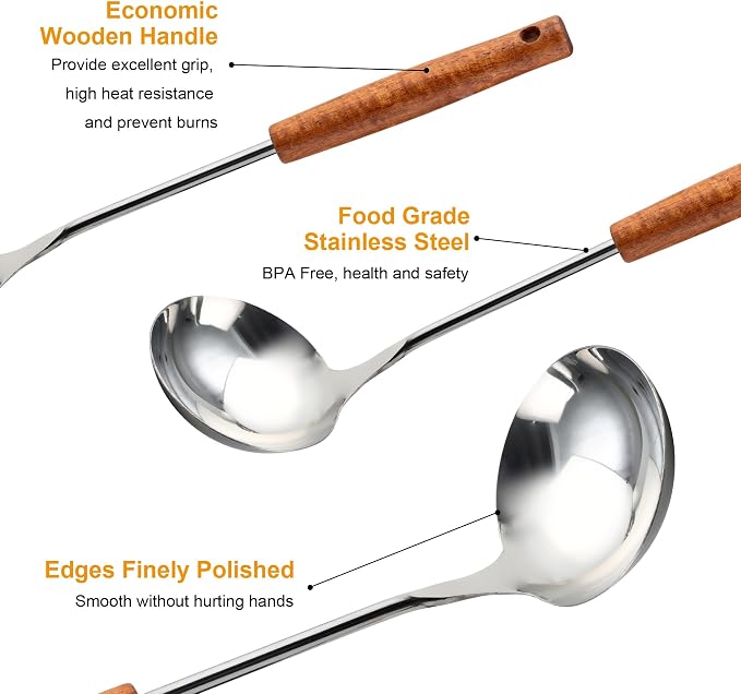 FJNATINH Soup Ladle, Food Grade Stainless Steel Ladle, Cooking Soup Spoon - Image 4