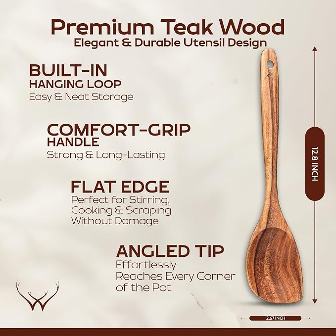 CORNER Teak Wooden Spoon for Cooking - Image 3
