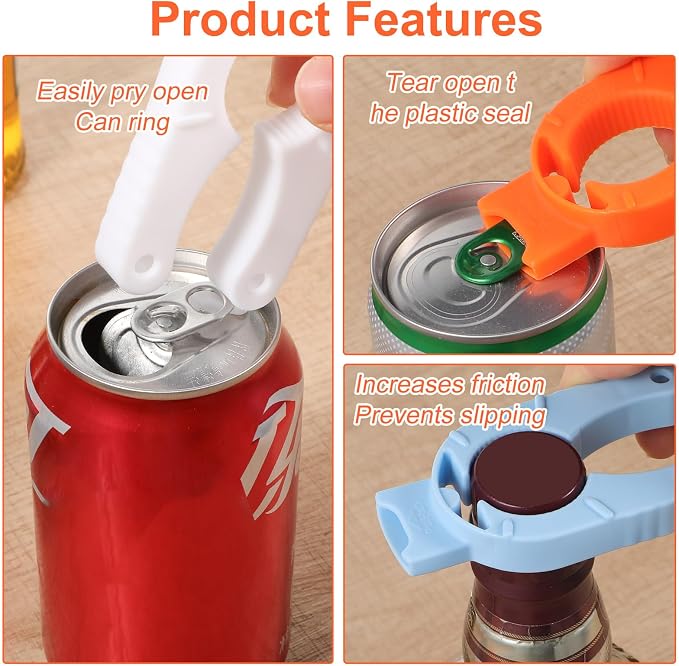 6 Pcs Water Bottle Opener Plastic Bottle Cap Opener Multi-Purpose Orange Soda - Image 5